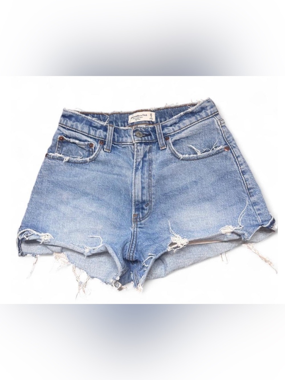 Abercrombie & Fitch Light Blue Distressed High-Rise Denim Shorts 25/0